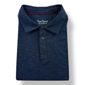 Nat Nast Blue Short Sleeve Polyester Cotton Polo Shirt Mens Size XL